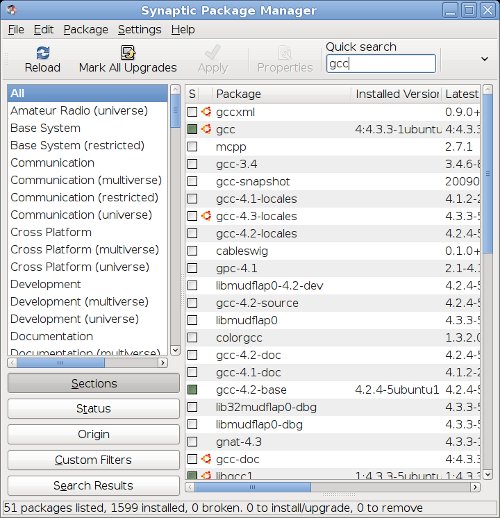 Ubuntu Jaunty synaptic package manager